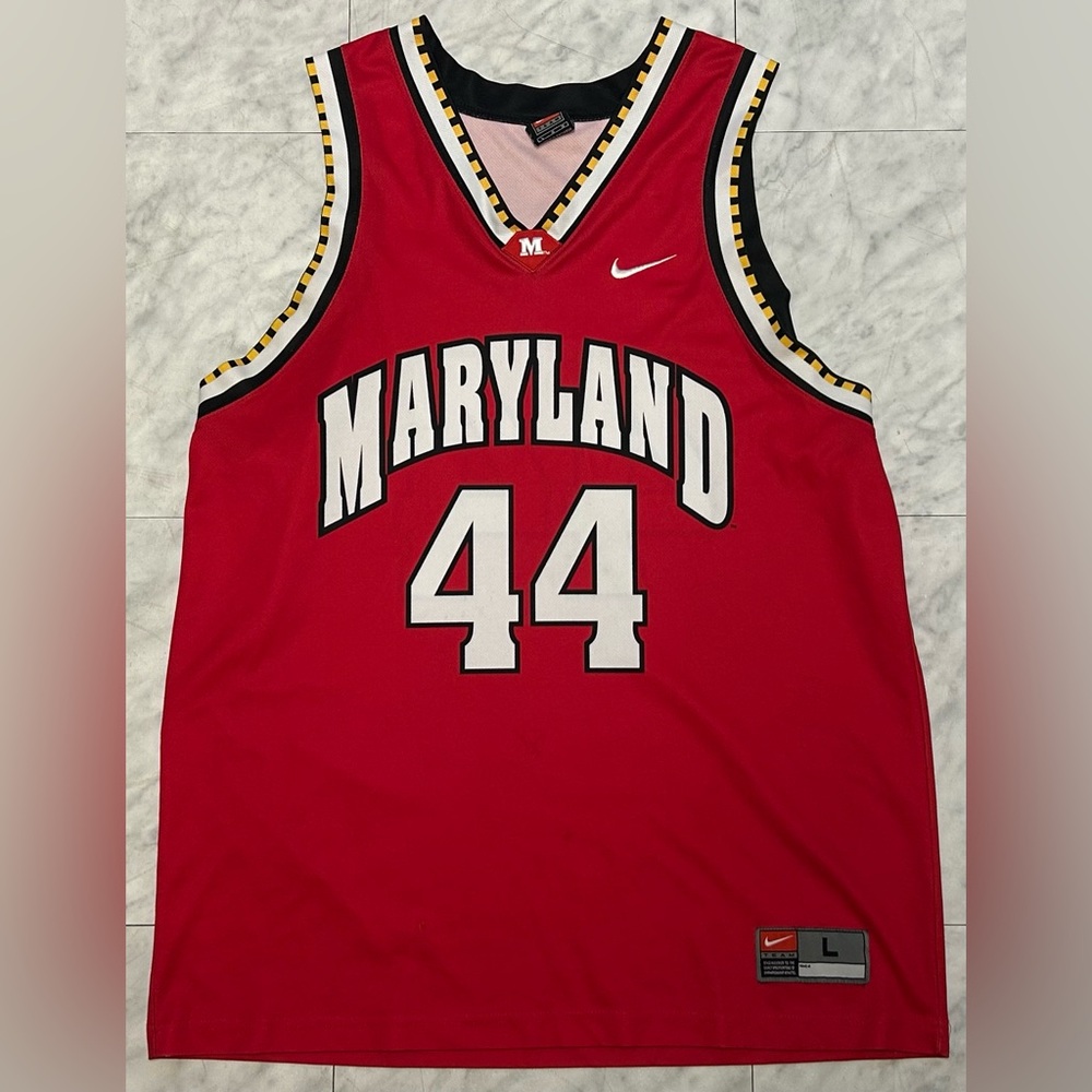 Men’s Vintage  Nike  Elite Large Maryland Terrapins Basketball Jersey #44 Red